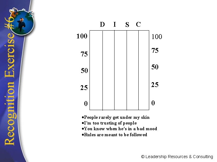 Recognition Exercise #6 D I S C 100 75 75 50 50 25 25