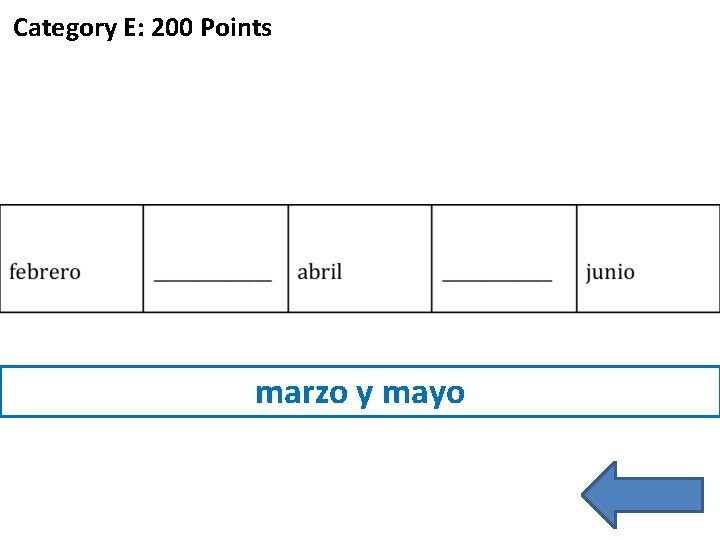 Category E: 200 Points marzo y mayo 