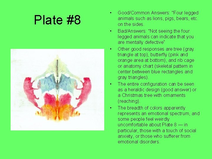Plate #8 • • • Good/Common Answers: "Four legged animals such as lions, pigs,