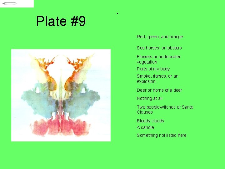 Plate #9 • Red, green, and orange Sea horses, or lobsters Flowers or underwater
