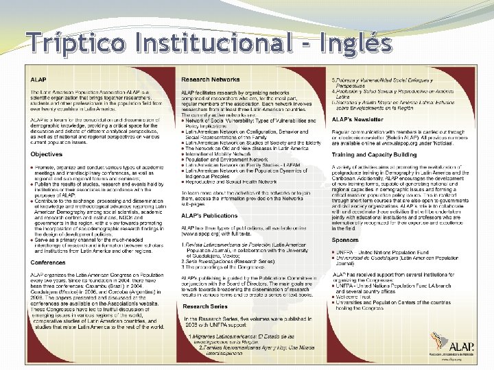 Tríptico Institucional - Inglés 