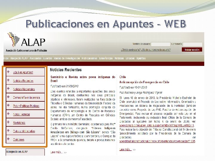 Publicaciones en Apuntes - WEB 