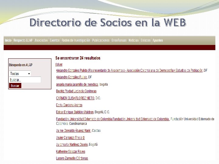 Directorio de Socios en la WEB 
