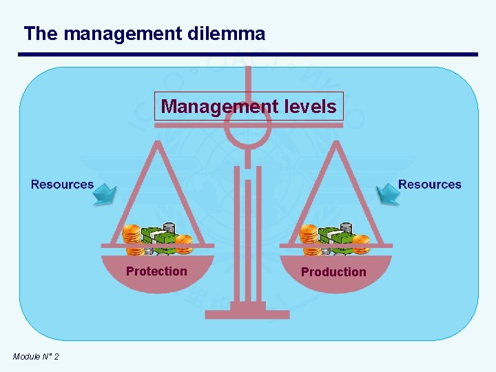 The management dilemma Management levels Protection Module N° 2 Production 