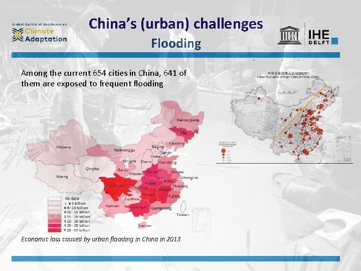 China’s (urban) challenges Flooding Among the current 654 cities in China, 641 of them