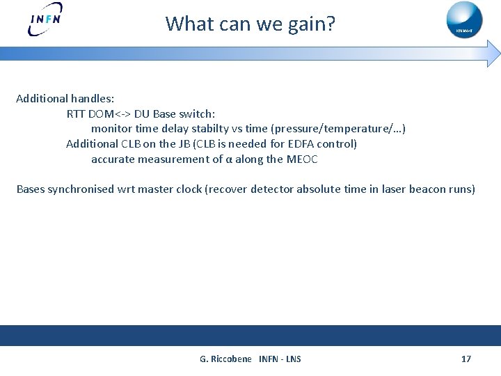 What can we gain? Additional handles: RTT DOM<-> DU Base switch: monitor time delay