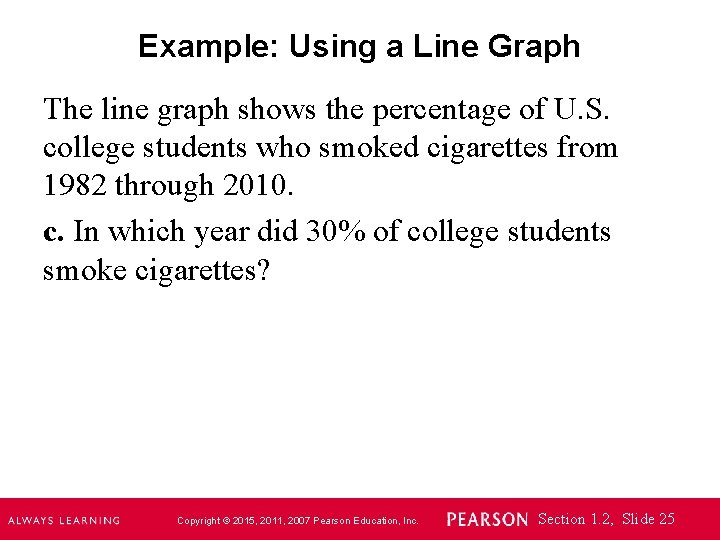 Example: Using a Line Graph The line graph shows the percentage of U. S.