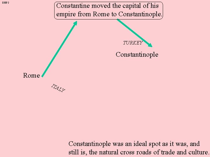 OHP 2 Constantine moved the capital of his empire from Rome to Constantinople. TURKEY