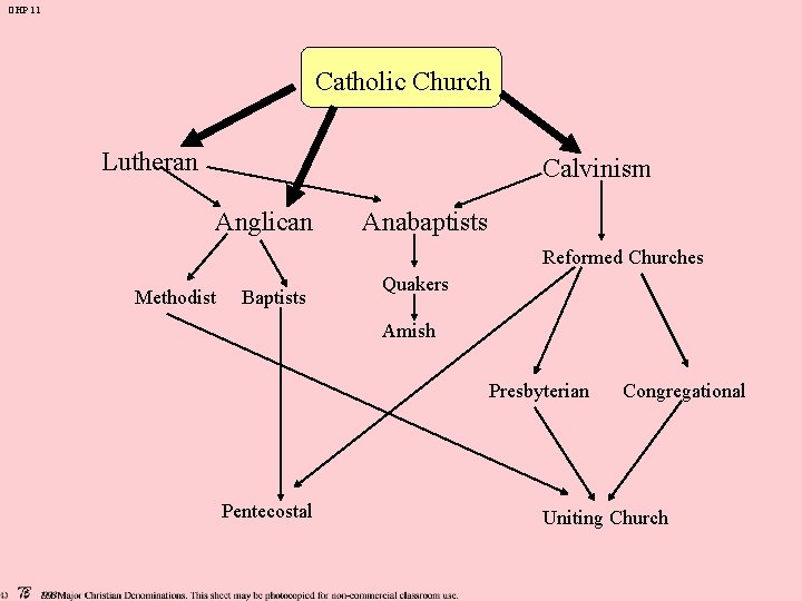 OHP 11 Catholic Church Lutheran Calvinism Anglican Anabaptists Reformed Churches Methodist Baptists Quakers Amish