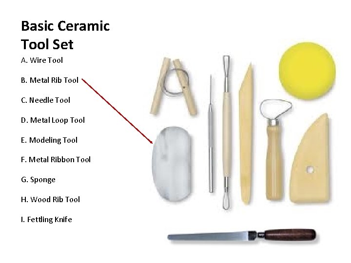 Basic Ceramic Tool Set A. Wire Tool B. Metal Rib Tool C. Needle Tool