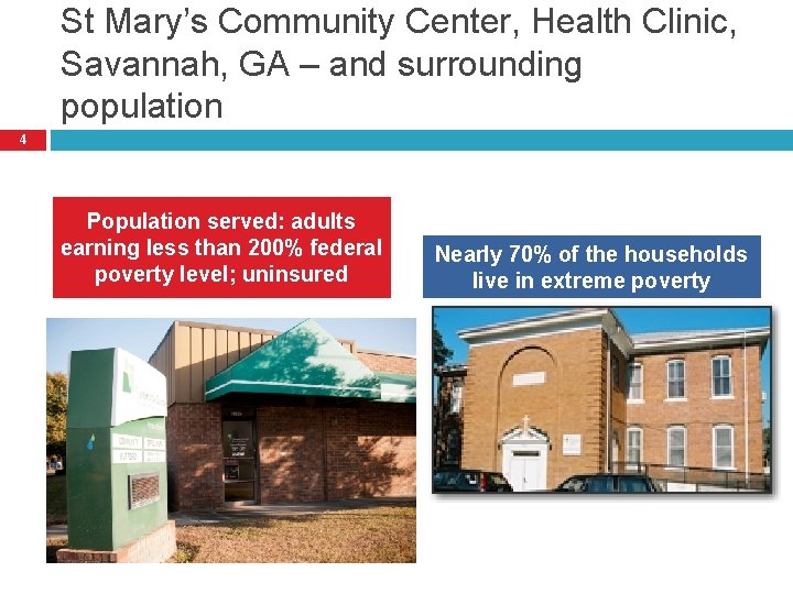 St Mary’s Community Center, Health Clinic, Savannah, GA – and surrounding population 4 Population