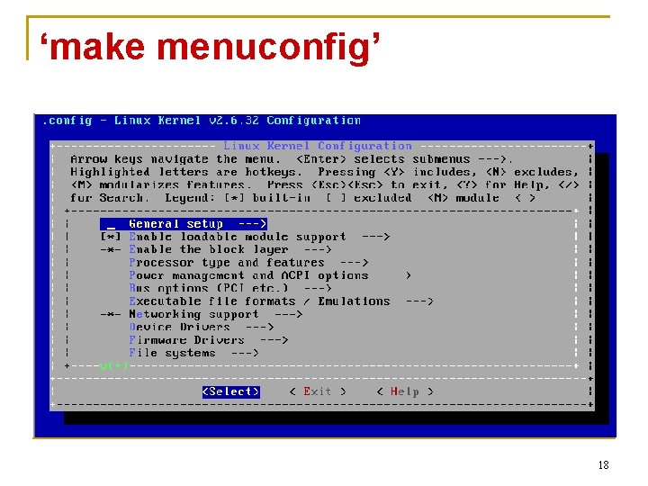 ‘make menuconfig’ 18 