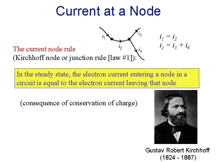 Current at a Node The current node rule (Kirchhoff node or junction rule [law