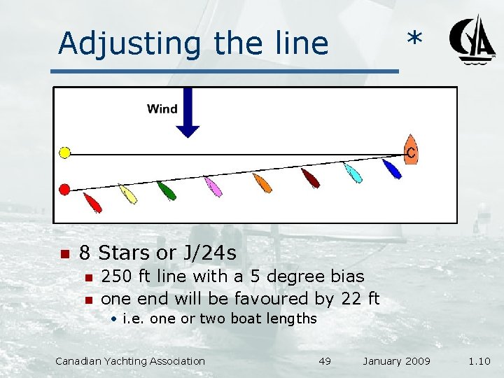 Adjusting the line n * 8 Stars or J/24 s n n 250 ft