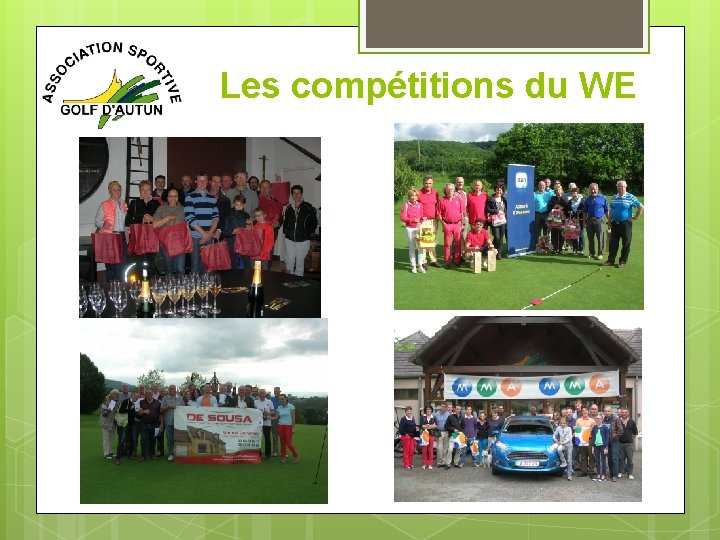 Les compétitions du WE 