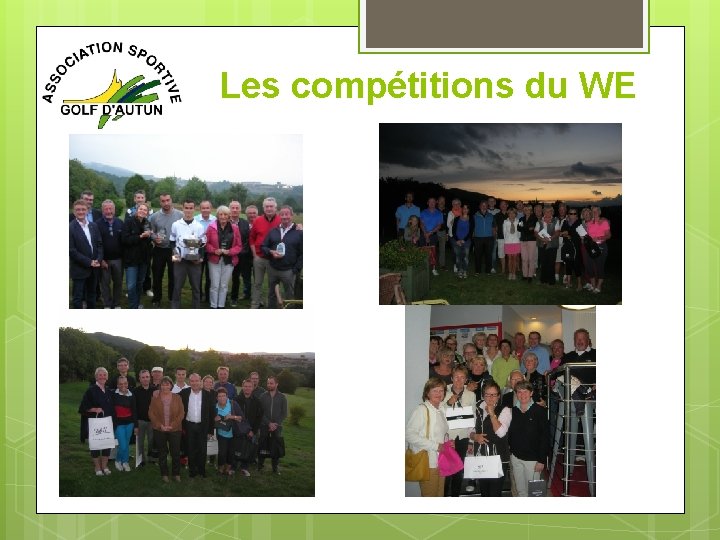 Les compétitions du WE 