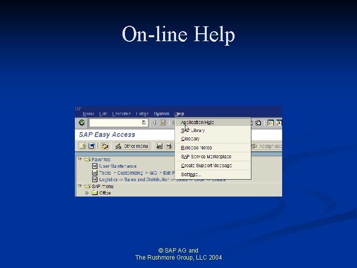 On-line Help © SAP AG and The Rushmore Group, LLC 2004 