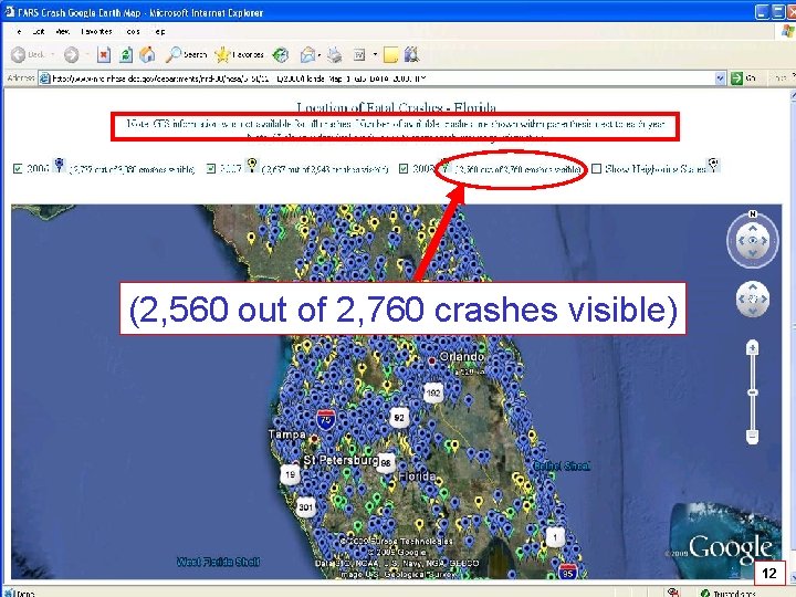 (2, 560 out of 2, 760 crashes visible) National Center for Statistics & Analysis