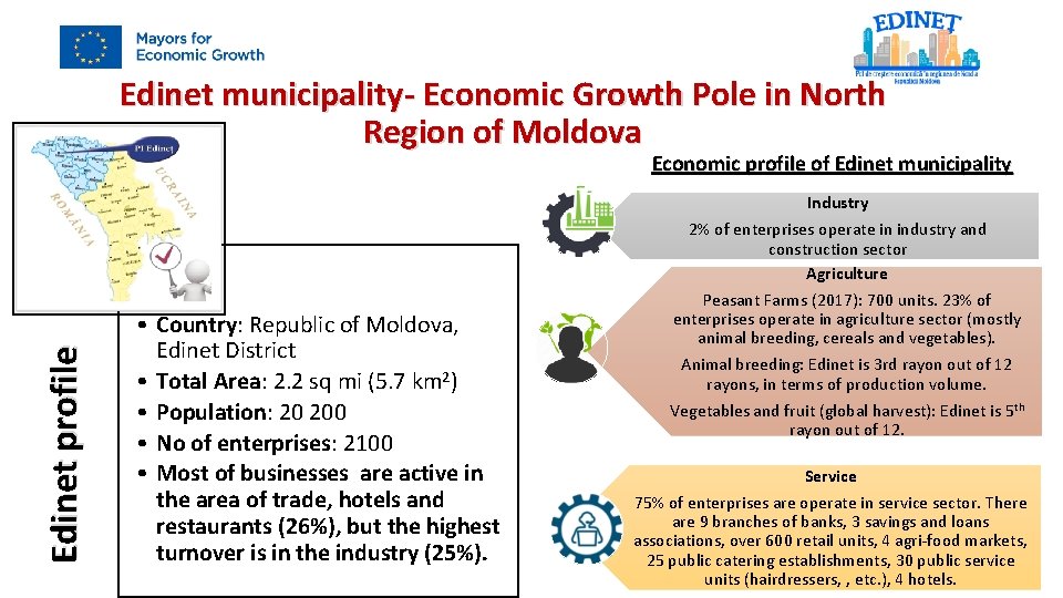 Edinet municipality- Economic Growth Pole in North Region of Moldova Edinet profile Economic profile