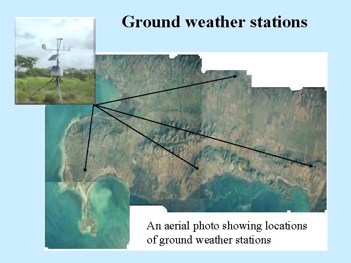 Ground weather stations An aerial photo showing locations of ground weather stations 