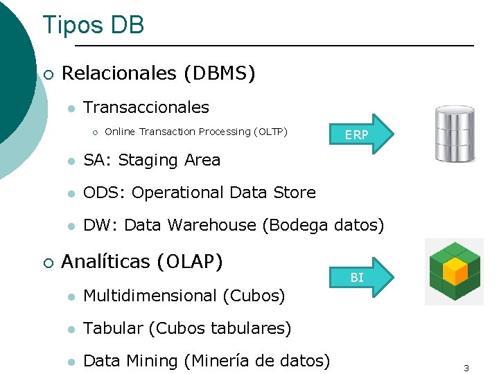 DB BASES DE DATOS BI BUSINESS INTELLIGENCE Por