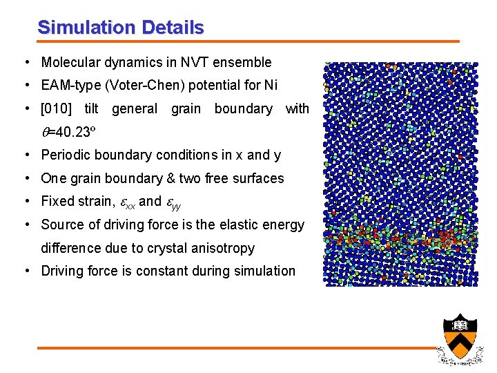 Simulation Details • Molecular dynamics in NVT ensemble • EAM-type (Voter-Chen) potential for Ni
