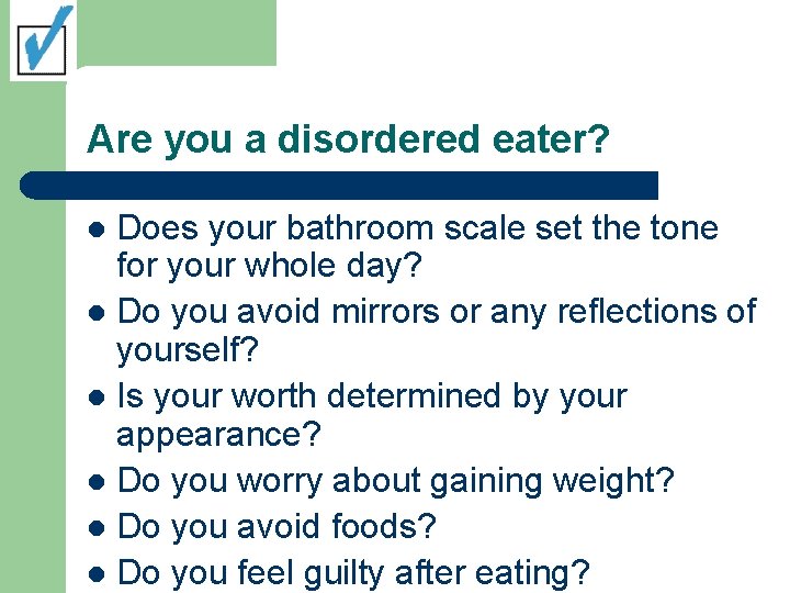 Are you a disordered eater? Does your bathroom scale set the tone for your