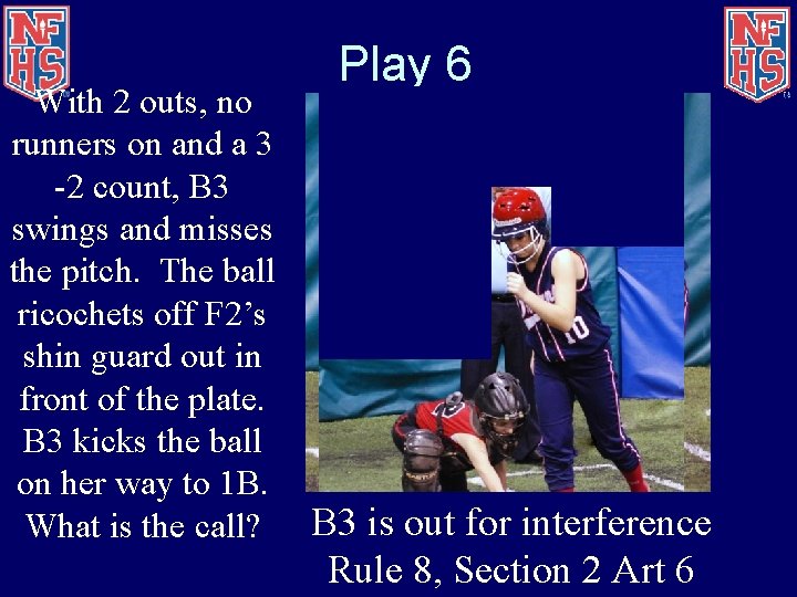 Play 6 With 2 outs, no runners on and a 3 -2 count, B