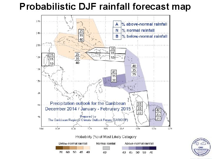 Probabilistic DJF rainfall forecast map D D A R T F 