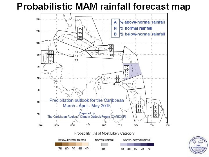 Probabilistic MAM rainfall forecast map D D A R T F 