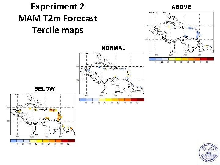 Experiment 2 MAM T 2 m Forecast Tercile maps ABOVE NORMAL BELOW 