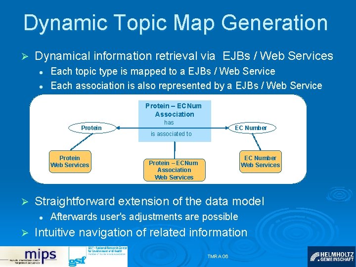 Dynamic Topic Map Generation Ø Dynamical information retrieval via EJBs / Web Services l