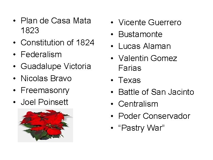  • Plan de Casa Mata 1823 • Constitution of 1824 • Federalism •