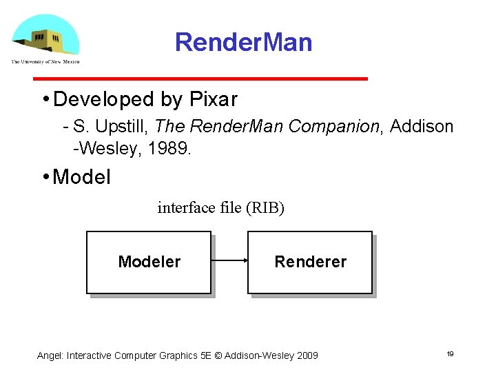 Render. Man • Developed by Pixar S. Upstill, The Render. Man Companion, Addison Wesley,