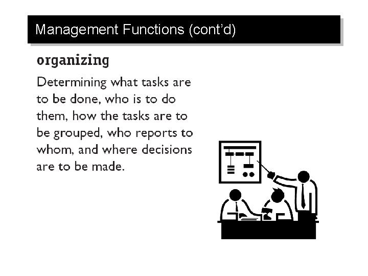 Management Functions (cont’d) 