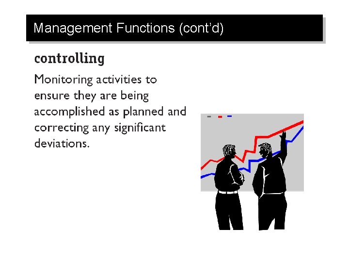 Management Functions (cont’d) 