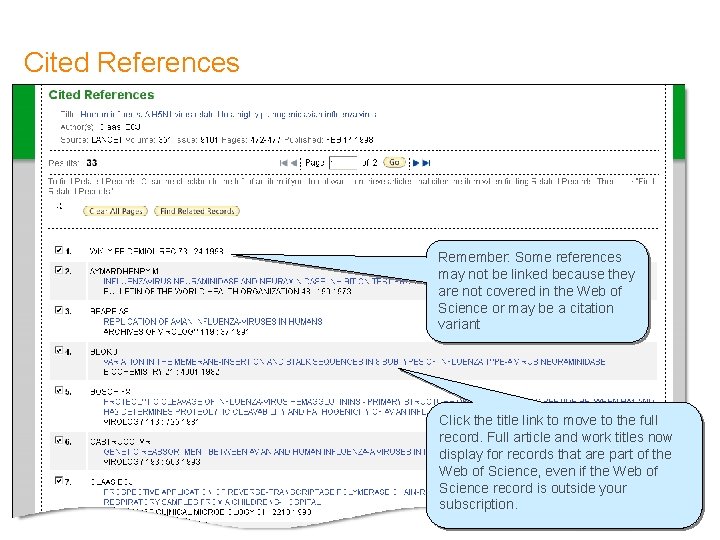 Cited References Remember: Some references may not be linked because they are not covered