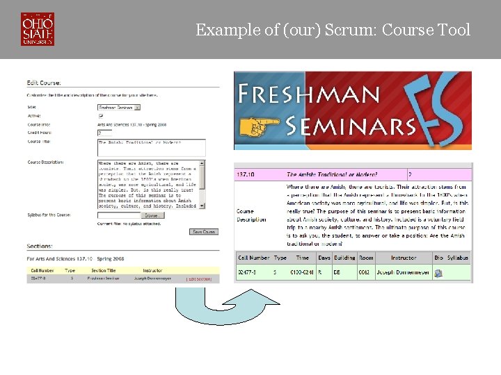 Example of (our) Scrum: Course Tool 