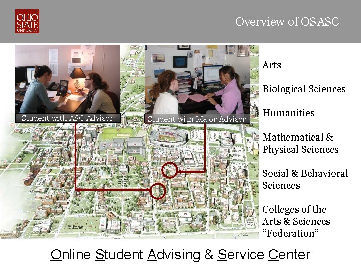 Overview of OSASC Arts Biological Sciences Student with ASC Advisor Student with Major Advisor