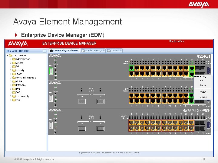 Avaya Element Management 4 Enterprise Device Manager (EDM) © 2011 Avaya Inc. All rights