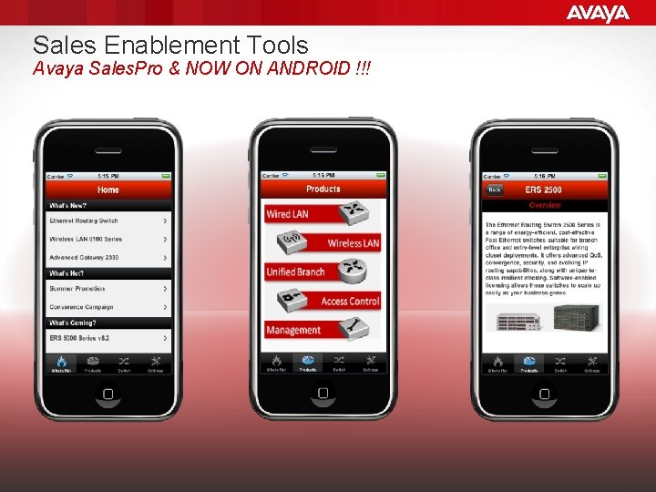 Sales Enablement Tools Avaya Sales. Pro & NOW ON ANDROID !!! © 2011 Avaya