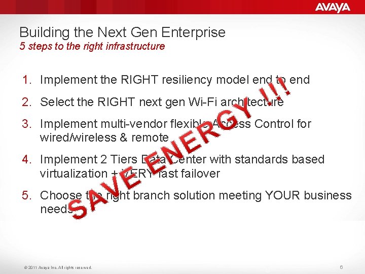 Building the Next Gen Enterprise 5 steps to the right infrastructure 1. Implement the