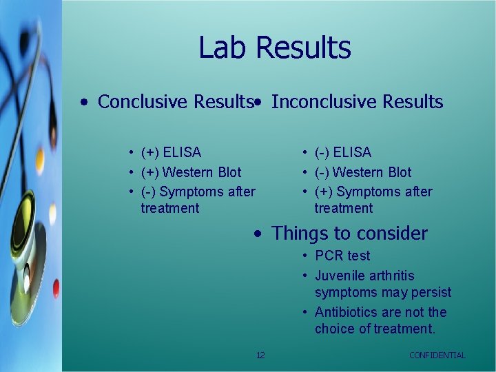 Lab Results • Conclusive Results • Inconclusive Results • (+) ELISA • (+) Western