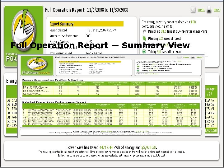 Full Operation Report — Summary View 