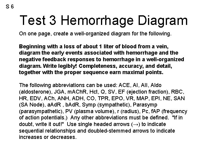 S 6 Test 3 Hemorrhage Diagram On one page, create a well-organized diagram for