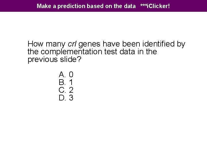 Make a prediction based on the data ***i. Clicker! How many crl genes have