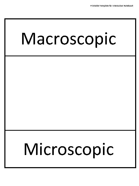 Printable Template for Interactive Notebook Macroscopic Microscopic 