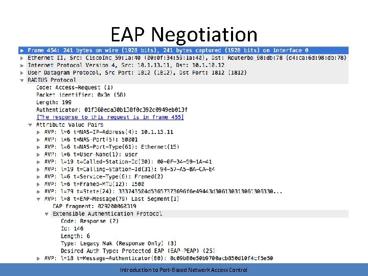 EAP Negotiation Introduction to Port-Based Network Access Control 