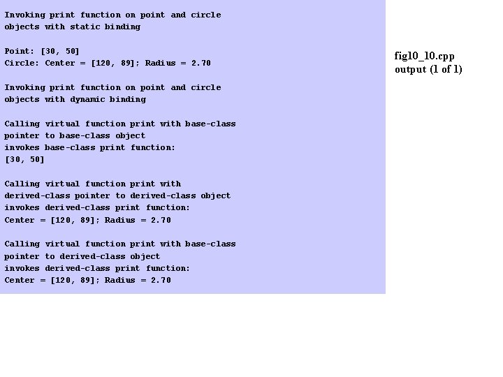 Invoking print function on point and circle objects with static binding Point: [30, 50]