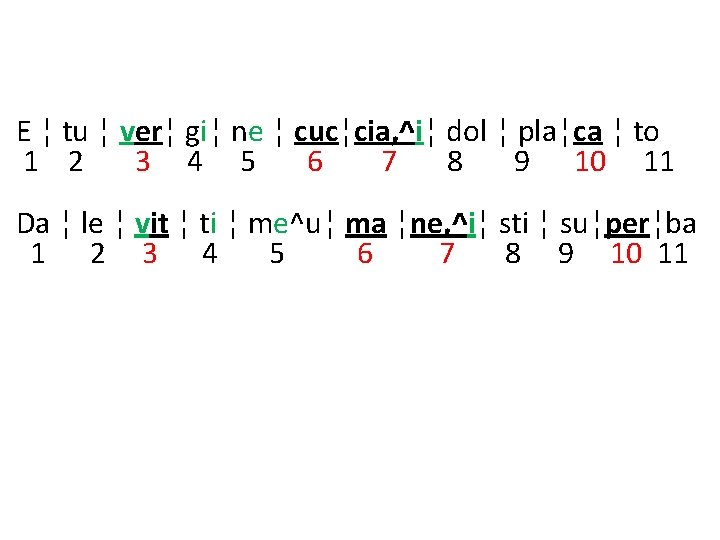 E ¦ tu ¦ ver¦ gi¦ ne ¦ cuc¦cia, ^i¦ dol ¦ pla¦ca ¦